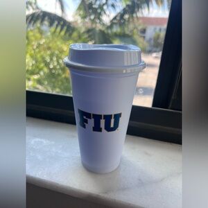 Starbucks FIU White Travel Mug with FIU Logo